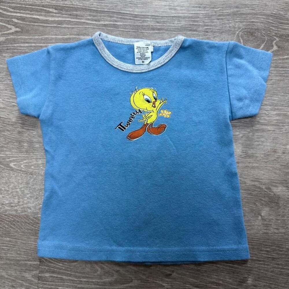 Looney Tunes Tweety Bird T-Shirt Size M Blue Cotton